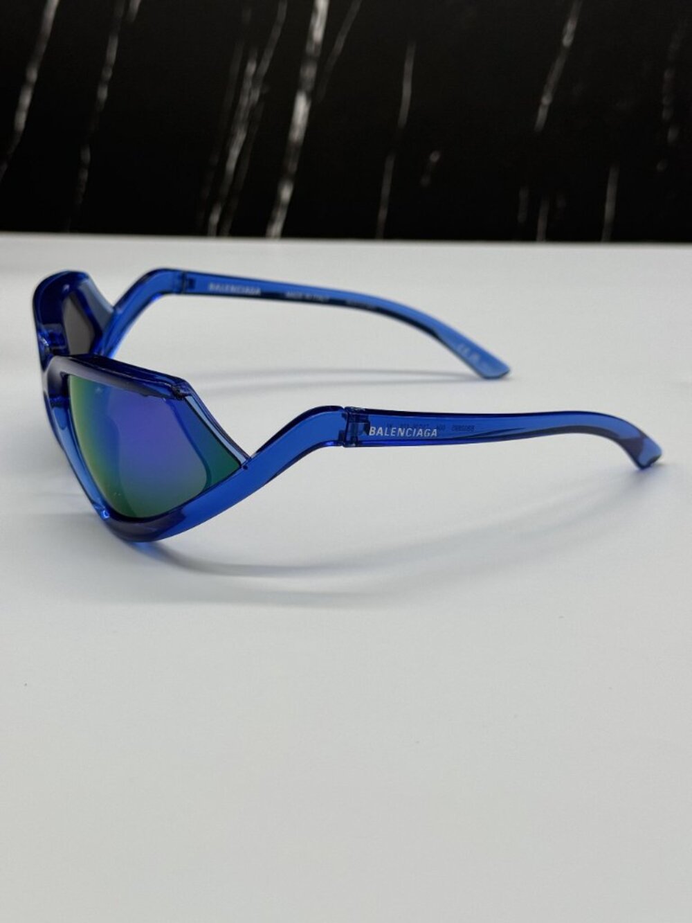 NEW BALENCIAGA BB0289S 004 BLUE GEOMETRIC SUNGLASSES BALENCIAGA EYEWEAR - Picture 7 of 11